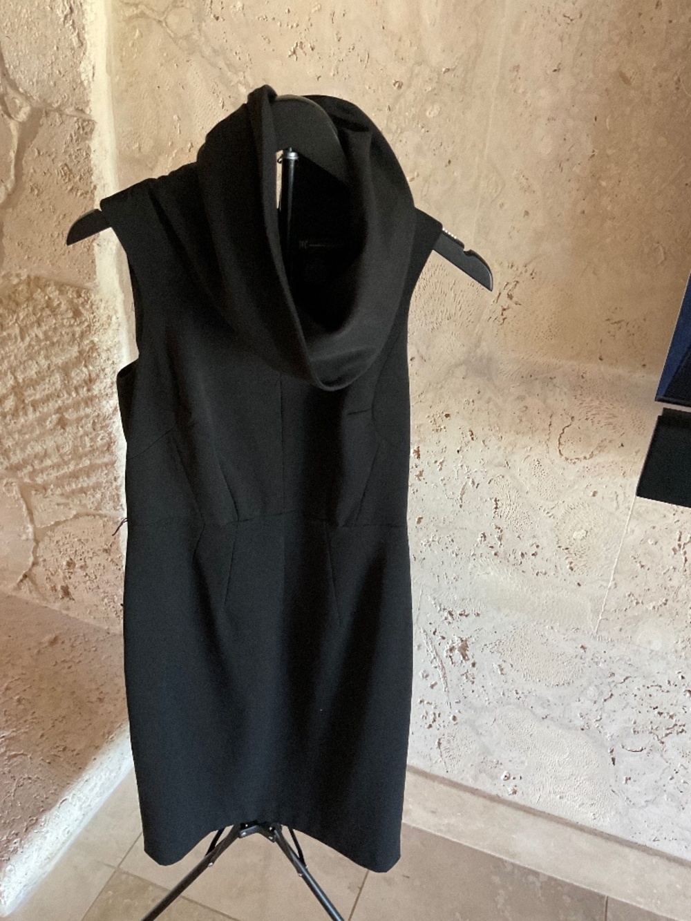 INC- Black fitted high collar black dress Size 8